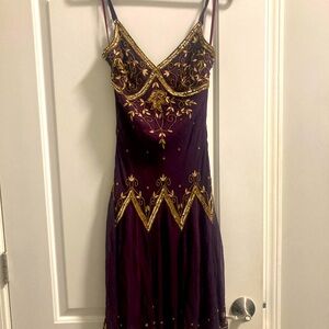 Vintage Adrianna Papell Silk Beaded Midi Dress